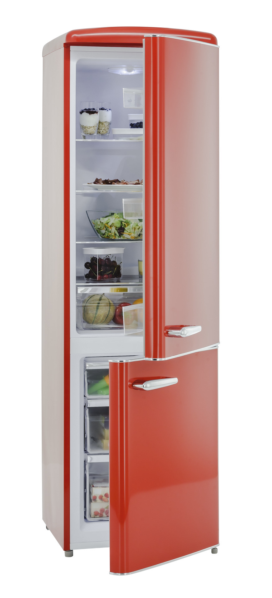 Frigorífico Combi Retro Rojo RKGC250-70-H-160E (Ancho 54 cm)