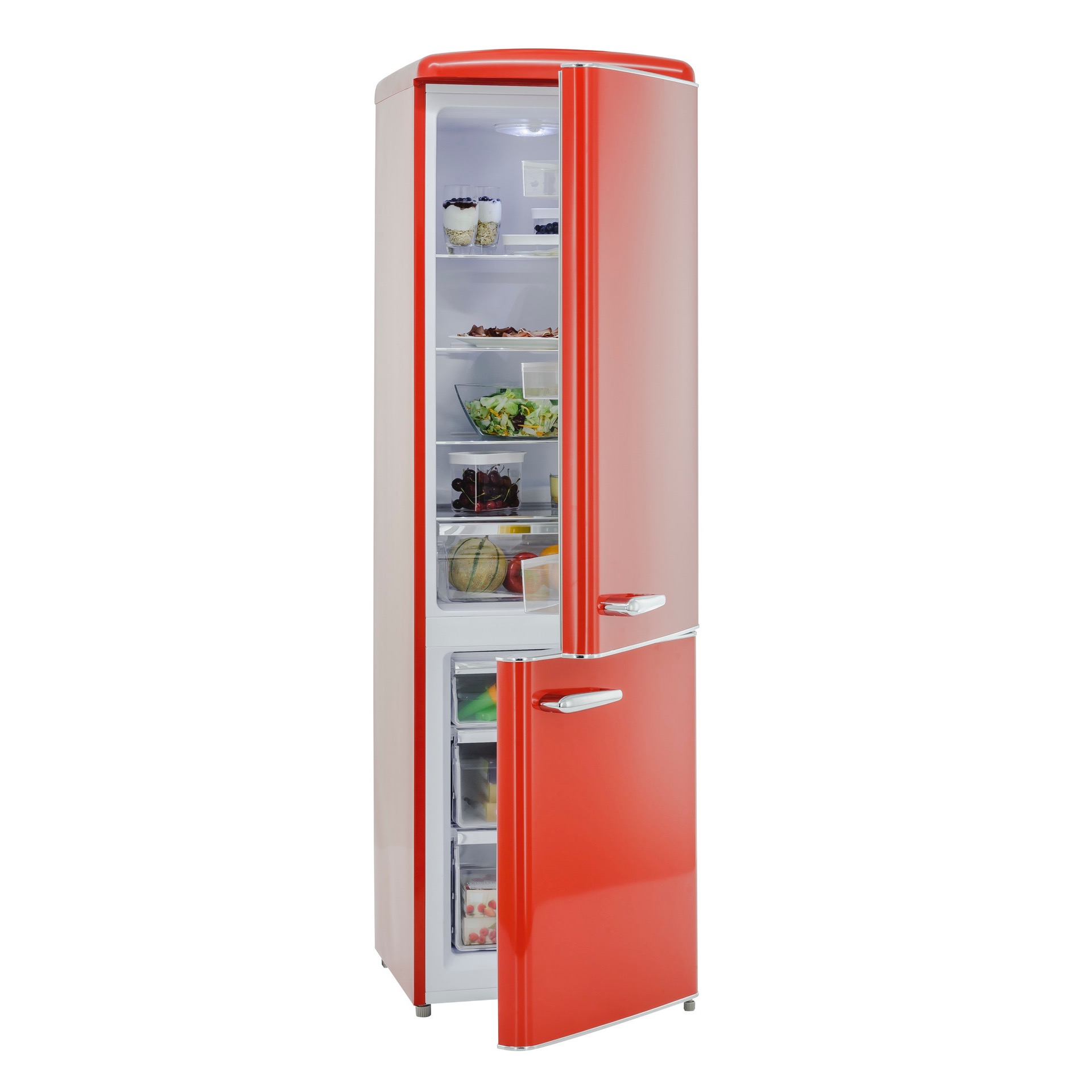 Frigorífico Combi Retro Rojo RKGC250-70-H-160E (Ancho 54 cm)